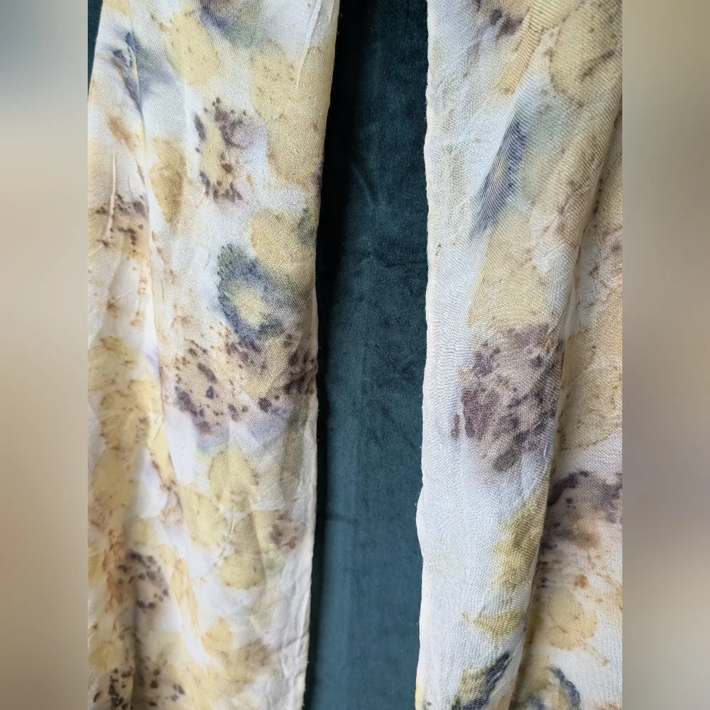 Elegant Eco-Printed Hand Dyed Natural Multicolor Scarf